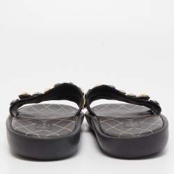 Louis Vuitton Monogram Canvas and Studded Leather Eldorado Slides Size 38