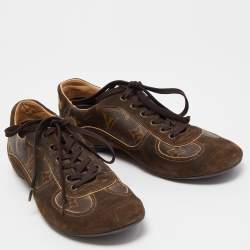 Louis Vuitton Brown Monogram Canvas And Suede Leather Energie Low Top Sneakers Size 39