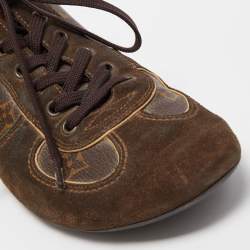 Louis Vuitton Brown Monogram Canvas And Suede Leather Energie Low Top Sneakers Size 39