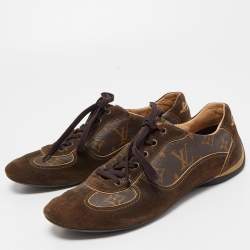 Louis Vuitton Brown Monogram Canvas And Suede Leather Energie Low Top Sneakers Size 39