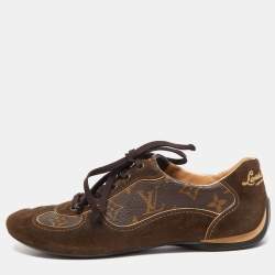 Louis Vuitton Brown Monogram Canvas And Suede Leather Energie Low Top Sneakers Size 39