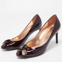 Pre Owned Louis Vuitton Burgundy Patent Leather Fiance Pumps Size 35