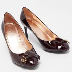 Pre Owned Louis Vuitton Burgundy Patent Leather Fiance Pumps Size 35