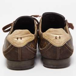 Louis Vuitton Brown Monogram Canvas and Patent Leather Globe Trotter Sneakers Size 39