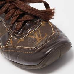 Louis Vuitton Brown Monogram Canvas and Patent Leather Globe Trotter Sneakers Size 39