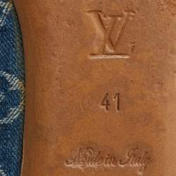 Pre Owned Louis Vuitton Blue Denim Fabric Buckle Detail Ballet Flats Size 41