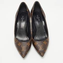 Pre Owned Louis Vuitton Brown Monogram Canvas and Patent Leather Pumps Size 39