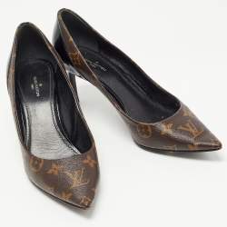 Pre Owned Louis Vuitton Brown Monogram Canvas and Patent Leather Pumps Size 39