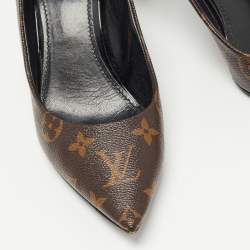 Pre Owned Louis Vuitton Brown Monogram Canvas and Patent Leather Pumps Size 39