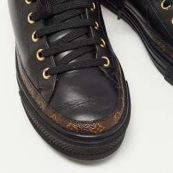 Louis Vuitton Black Monogram Canvas and Leather High Top Sneakers Size 36.5