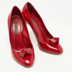 Pre Owned Louis Vuitton Red Patent Leather Dice  Pumps Size 37