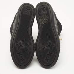 Louis Vuitton Black Leather and Embossed Monogram Suede Cliff Top Sneakers Size 37