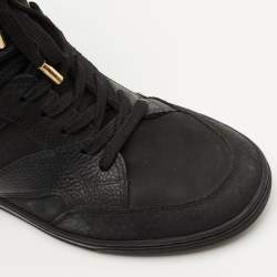 Louis Vuitton Black Leather and Embossed Monogram Suede Cliff Top Sneakers Size 37
