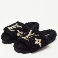 Louis Vuitton Black Studded Slide Sandals 38.5 – The Closet