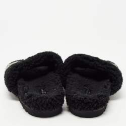 Louis Vuitton Black/White Shearing Fur Slide Flats Size 38
