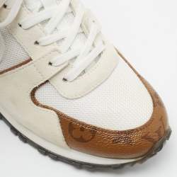 Louis Vuitton White/Brown Monogram Canvas and Mesh Run Away Sneakers Size 38