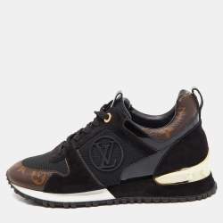 Louis Vuitton Black/Brown Mesh and Monogram Canvas Run Away Sneakers Size 38