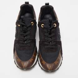 Louis Vuitton Black/Brown Mesh and Monogram Canvas Run Away Sneakers Size 38
