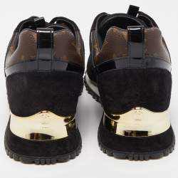 Louis Vuitton Black/Brown Mesh and Monogram Canvas Run Away Sneakers Size 38