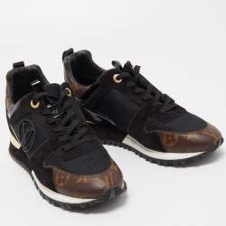 Louis Vuitton Black/Brown Mesh and Monogram Canvas Run Away Sneakers Size 38