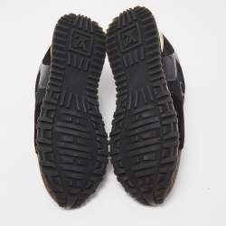 Louis Vuitton Black/Brown Mesh and Monogram Canvas Run Away Sneakers Size 38