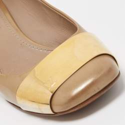 Pre Owned Louis Vuitton Olive Green Patent Leather Block Heel Pumps Size 37
