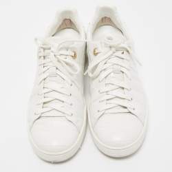 Louis Vuitton White Croc Embossed Leather Frontrow Sneakers Size 38.5
