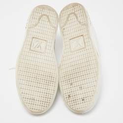 Louis Vuitton White Croc Embossed Leather Frontrow Sneakers Size 38.5