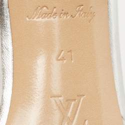 Louis Vuitton Silver Monogram Embossed Leather Revival Slide Sandals Size 41