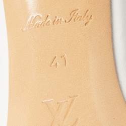 Pre Owned Louis Vuitton White Monogram Embossed Leather Revival Slide Sandals Size 41