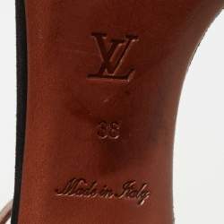 مملوكة مسبقًا Louis Vuitton Black/Brown Crystal Embellished Suede and Leather Ankle Strap Sandals Size 38