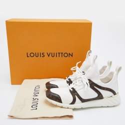 Louis Vuitton White/Brown Neoprene and Leather Aftergame Lace Up Sneakers Size 39