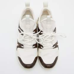 Louis Vuitton White/Brown Neoprene and Leather Aftergame Lace Up Sneakers Size 39