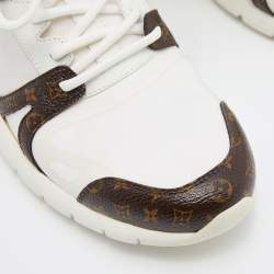 Louis Vuitton White/Brown Neoprene and Leather Aftergame Lace Up Sneakers Size 39