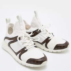 Louis Vuitton White/Brown Neoprene and Leather Aftergame Lace Up Sneakers Size 39