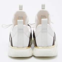 Louis Vuitton White/Brown Neoprene and Leather Aftergame Lace Up Sneakers Size 39