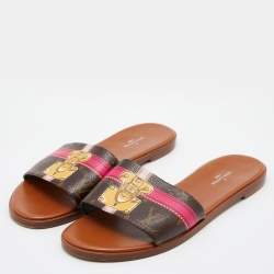 Louis Vuitton Brown Monogram Canvas Summer Trunks Flat Slides Size 39.5
