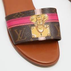 Louis Vuitton Brown Monogram Canvas Summer Trunks Flat Slides Size 39.5