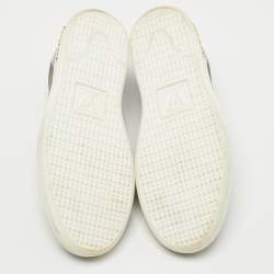 Pre Owned Louis Vuitton Brown/Black Monogram Canvas and Patent Leather Frontrow Sneakers Size 38.5