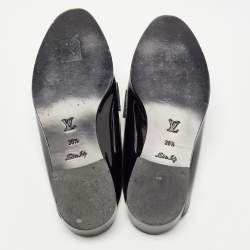 Louis Vuitton Brown/Black Monogram Canvas and Patent Leather Academy Loafer Mules Size 38.5