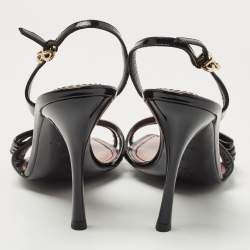 Pre Owned Louis Vuitton Black Patent Leather Sligback Sandals Size 38