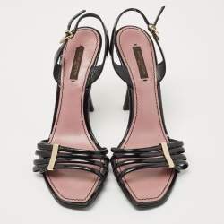 Pre Owned Louis Vuitton Black Patent Leather Sligback Sandals Size 38