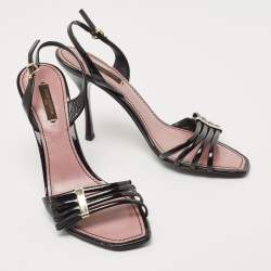 Pre Owned Louis Vuitton Black Patent Leather Sligback Sandals Size 38