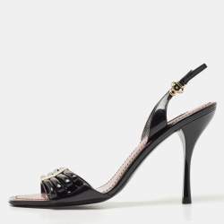 Pre Owned Louis Vuitton Black Patent Leather Sligback Sandals Size 38