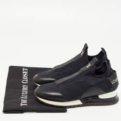 Louis Vuitton Black Neoprene and Leather Run Away Sneakers Size 35
