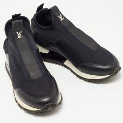 Louis Vuitton Black Neoprene and Leather Run Away Sneakers Size 35