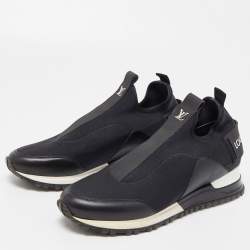 Louis Vuitton Black Neoprene and Leather Run Away Sneakers Size 38
