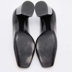 Louis Vuitton Black Patent Leather Madeleine Block Heel Pumps Size 37.5