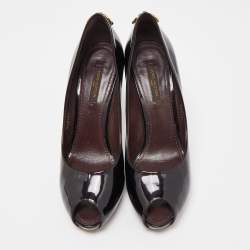 مملوكة مسبقًا Louis Vuitton Dark Burgundy Patent Leather Oh Really! Peep Toe Pumps Size 36