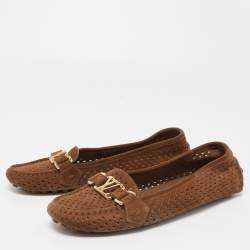 Louis Vuitton Brown Suede Oxford Loafers Size 37